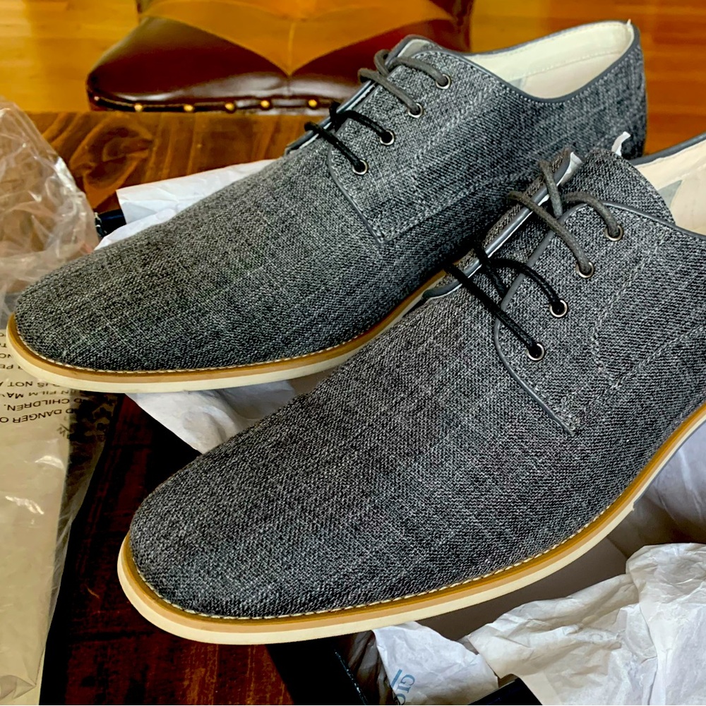 Giorgio Brutini VICKTOR Men's Black (Gray) Cloth Weave Lace Up Oxfords, sz 12
